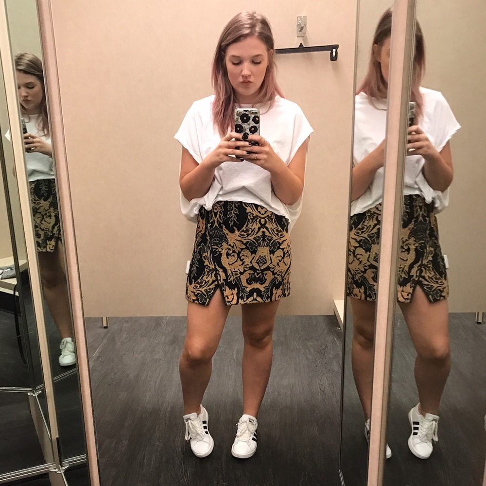 FREE PEOPLE • damask mini skirt